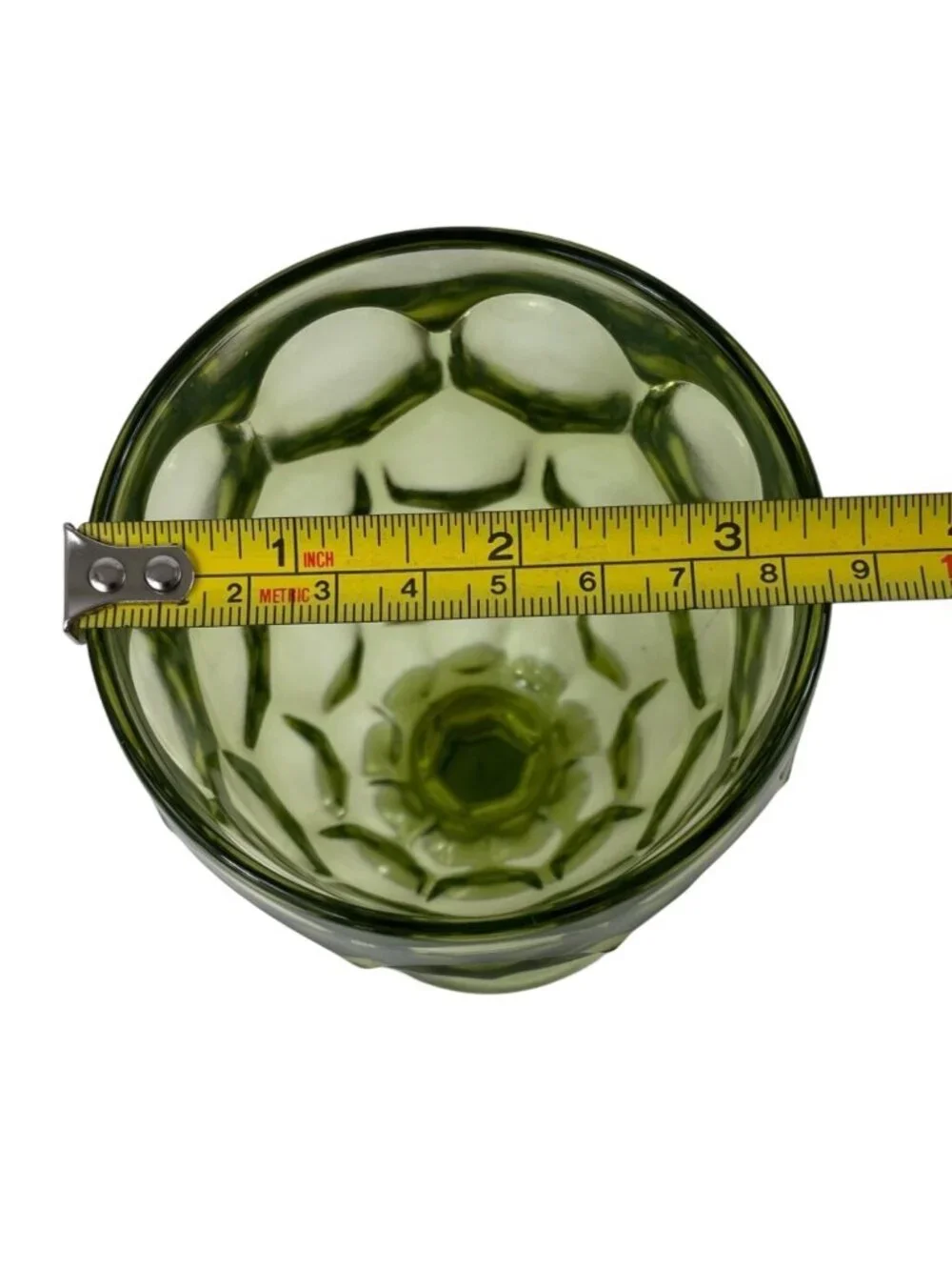 Vintage Imperial Glass Provincial Avocado Green Thumbprint Water Goblet